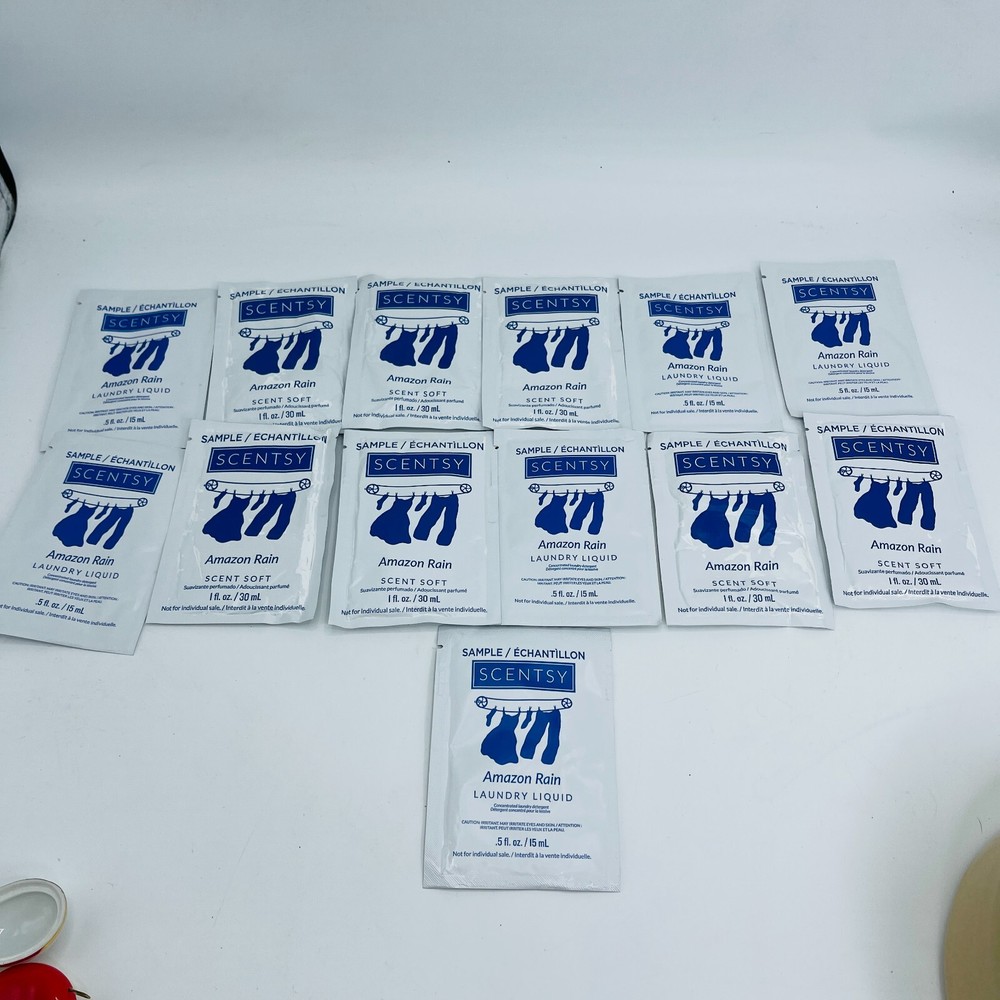 Scentsy Amazon Rain 6 Concentrated Laundry Liquid & 7 Scent Soft Packets Samples