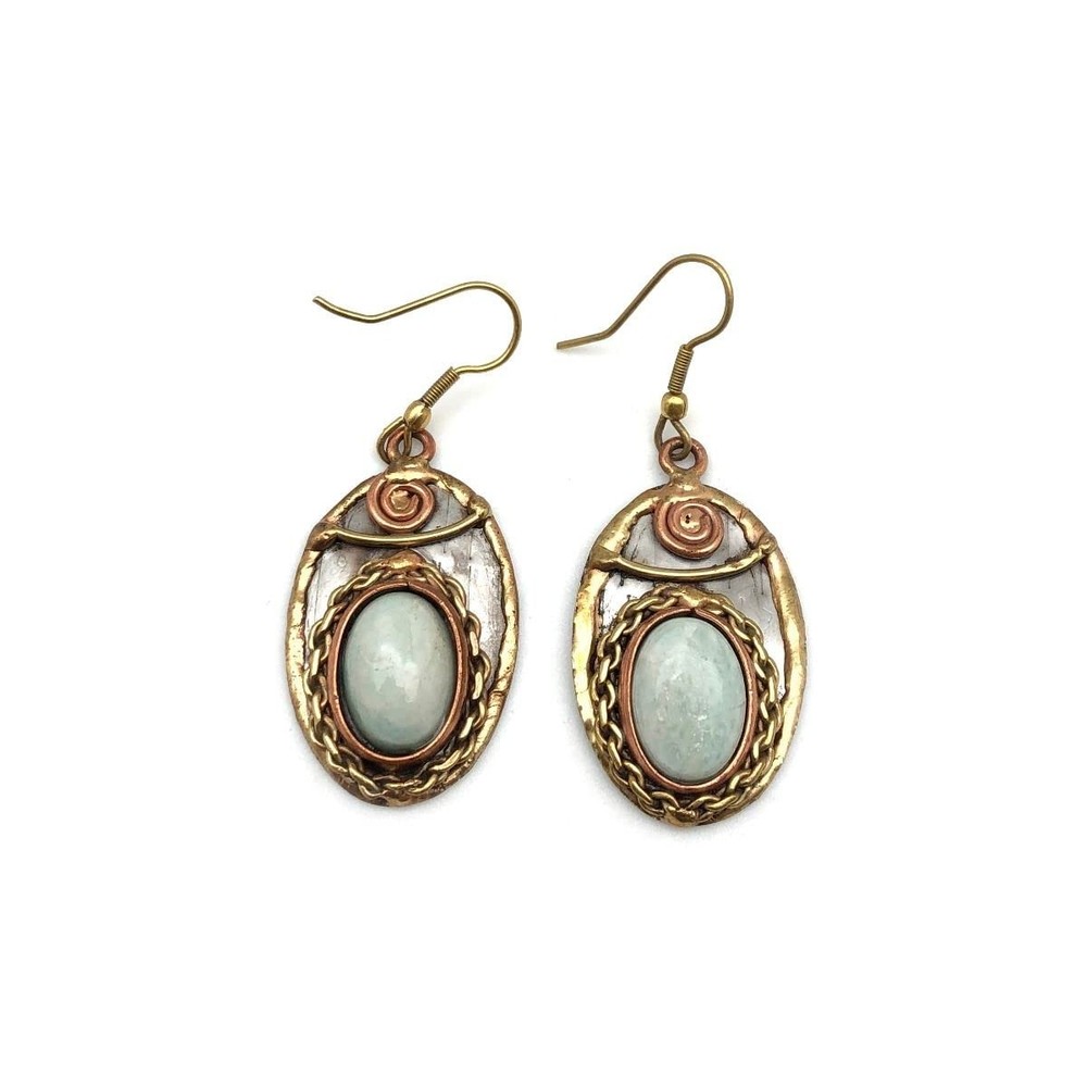 Anju E2213 Mixed Metal Earrings with Amazonite