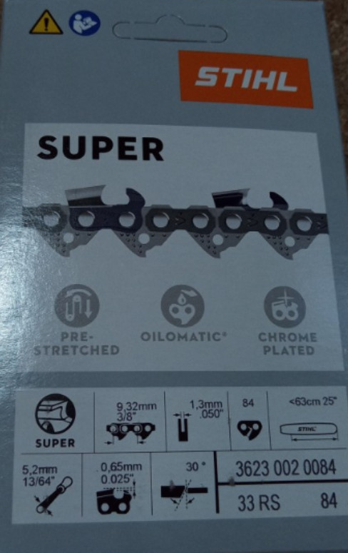 3/8" .050 Specification, 25" Rapid Super Professional Saw Chain, 2PK