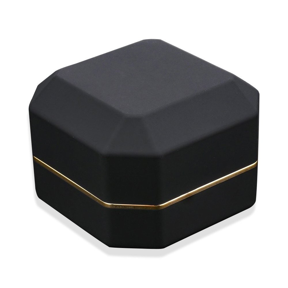 AVESON Luxury Ring Box, Square Velvet Wedding Case Black