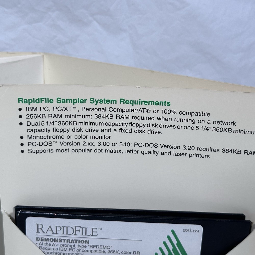 New? Ashton Tate RapidFile Database Version 1.0 IBM PC 3.5 5.25 Media Software