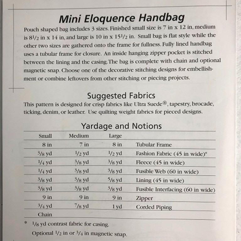 Ghee's Pattern #961 MIni Eloquences Purse