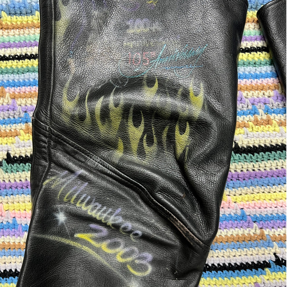 90s Genuine Leather Custom Painted Motorcycle Chaps
