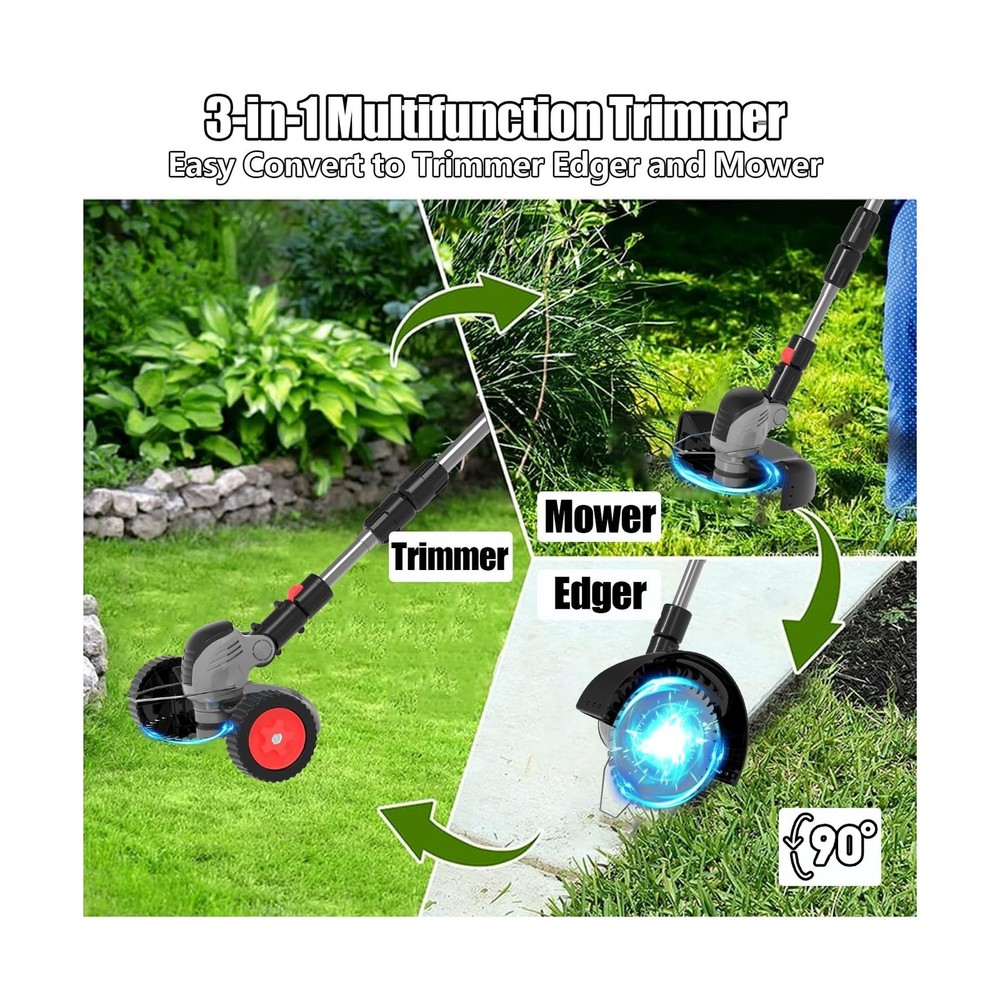 Electric Weed Wacker Cordless Eater Battery Powered Eater Lightweight Edger P...
