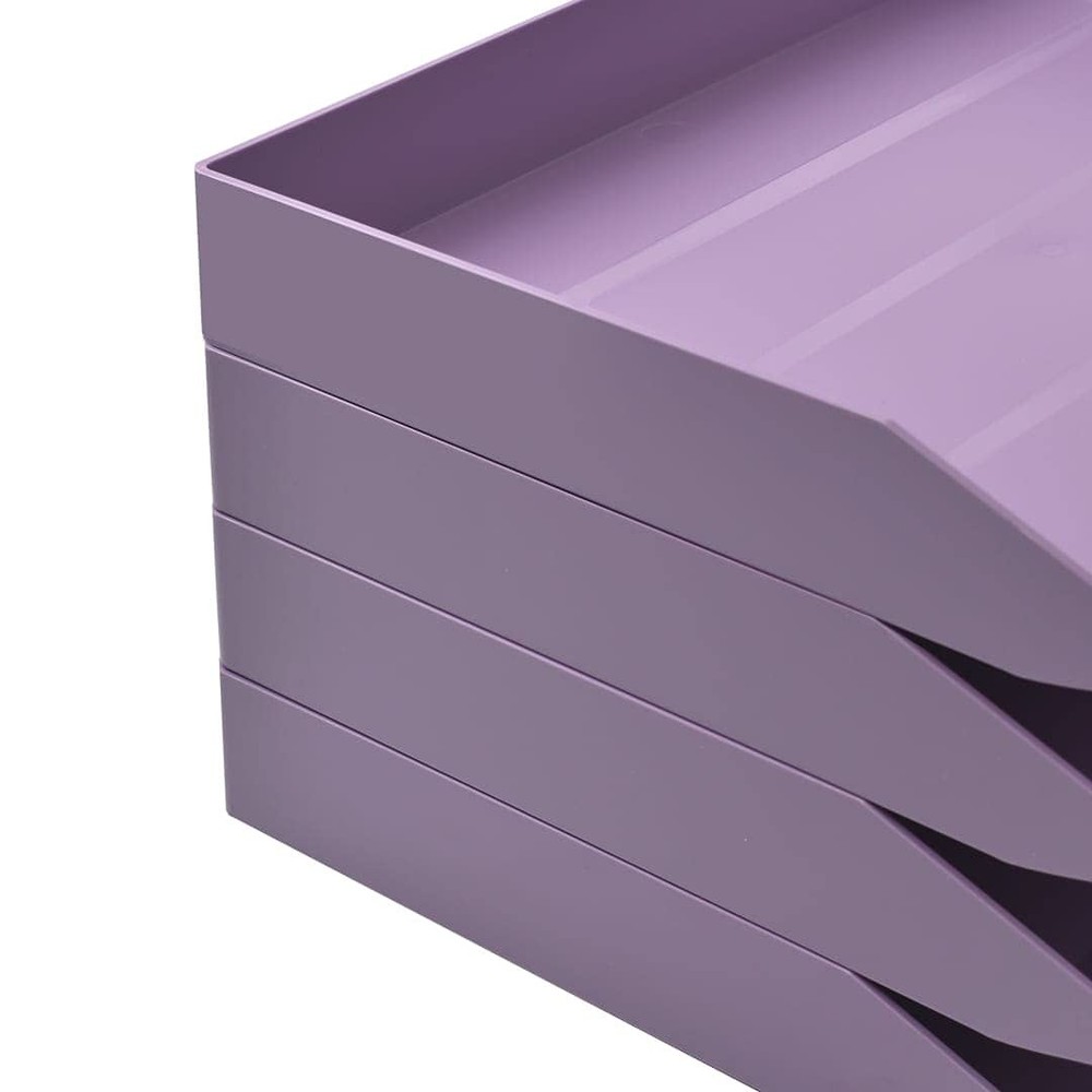 Stackable Letter Tray Single Side Load, Plastic, Desktop File Organizer (Soli...