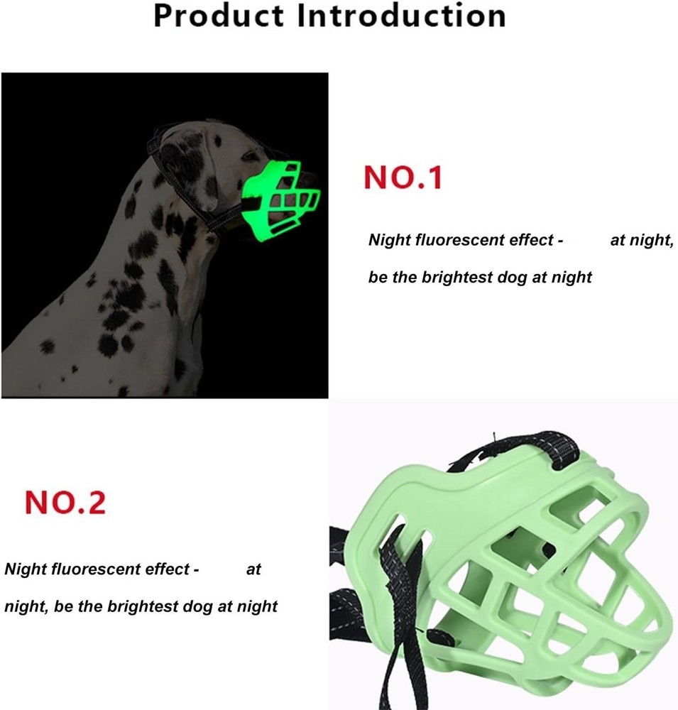 Adjustable Muzzle for Dogs - Anti-Biting Fluorescent Dog Muzzle, Biting Chewing
