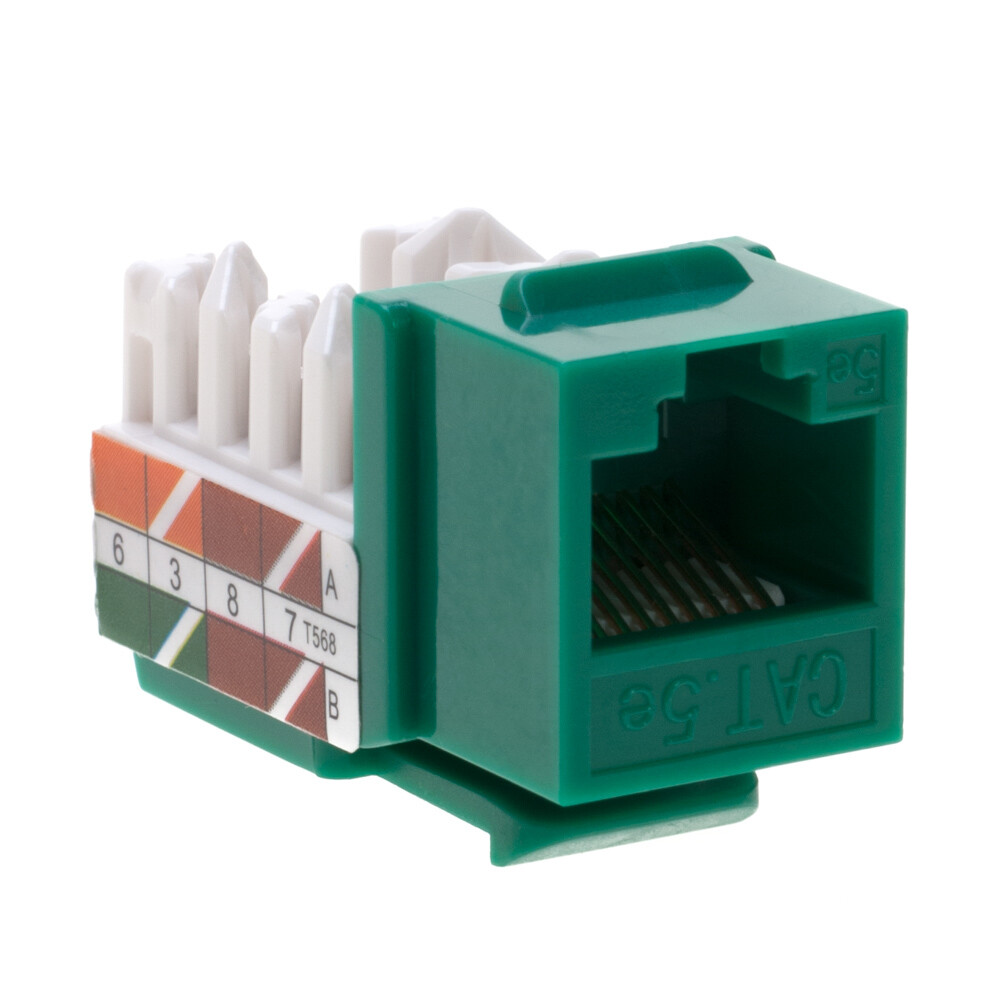 100 pack Cat5e 45° Angled Keystone Jack Network 110 Punchdown 8P8C Cat5 Green