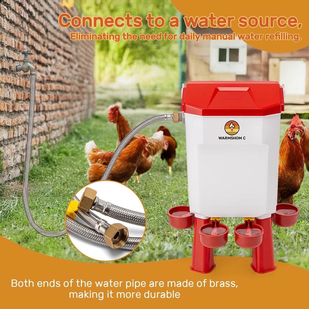 Automatic Chicken Waterer Float Control Stainless Steel Hose Poultry