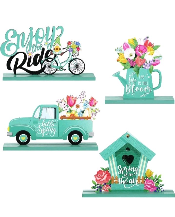 4 Pcs Hello Spring Table Decorations Spring Easter Table Fresh Style