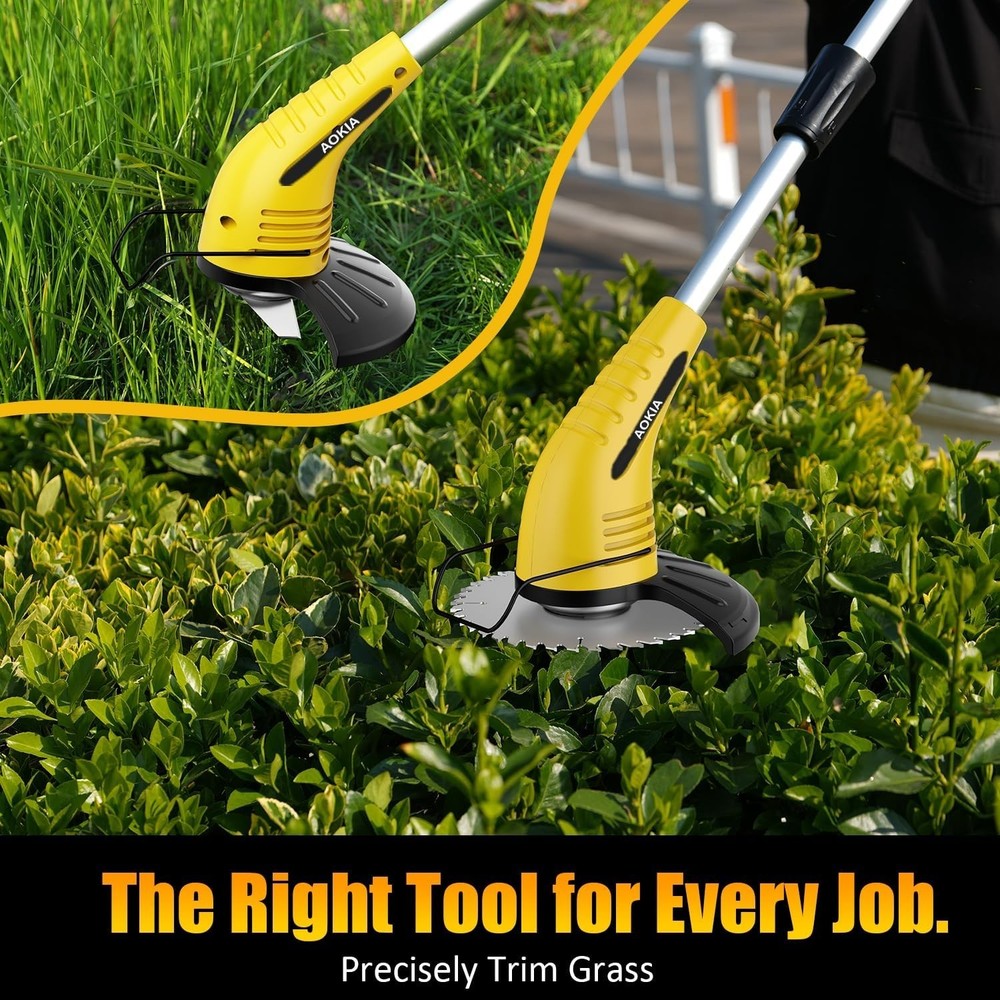 12V Cordless Weed Eater with Adjustable Pole (65in) – Lightweight & Efficient