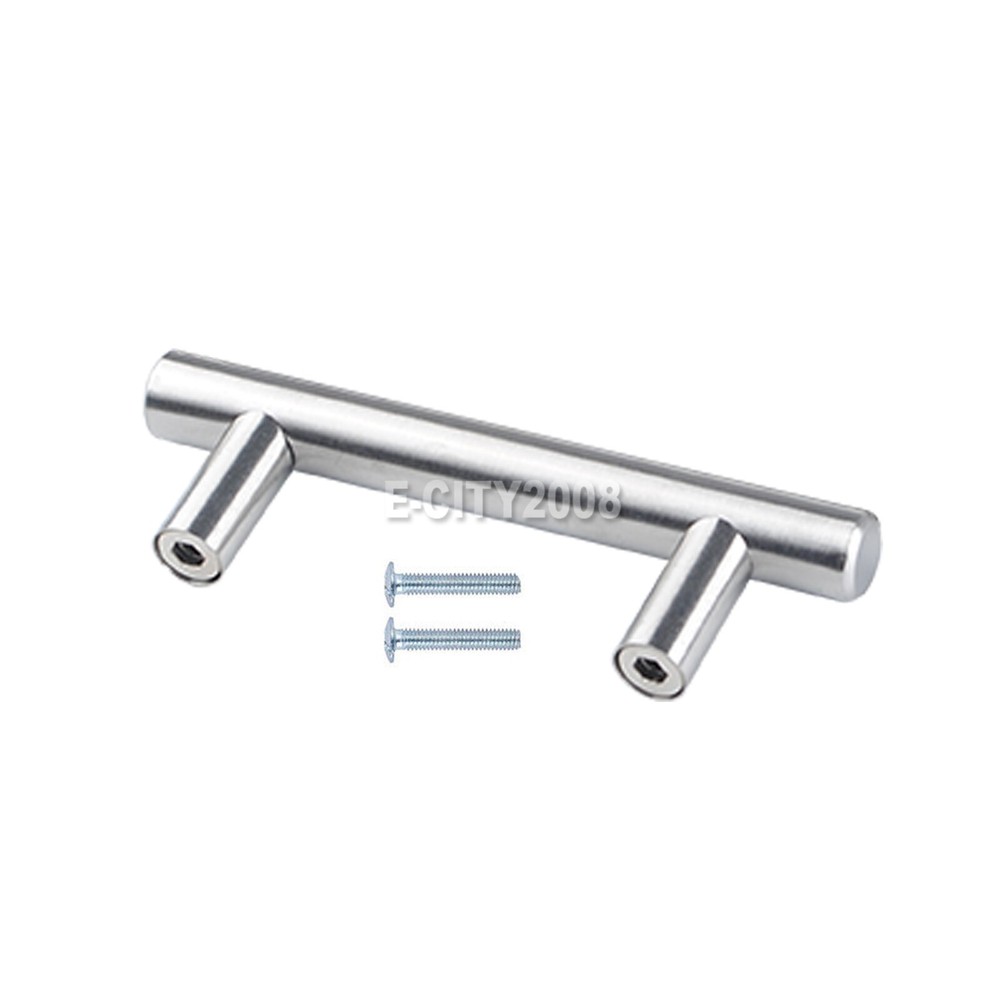 2 Kit 64mm 4" Stainless Steel T Cabinet Handle Bathroom Kitchen Handle Knob Pull