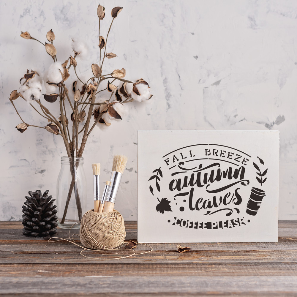 Fall Breeze Stencil - Durable & Reusable Mylar Stencils