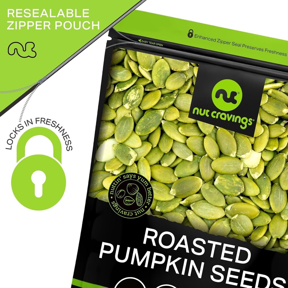 Roasted & Unsalted Pumpkin Seeds, Pepitas, No Shell (16 Ounce, 1LB)