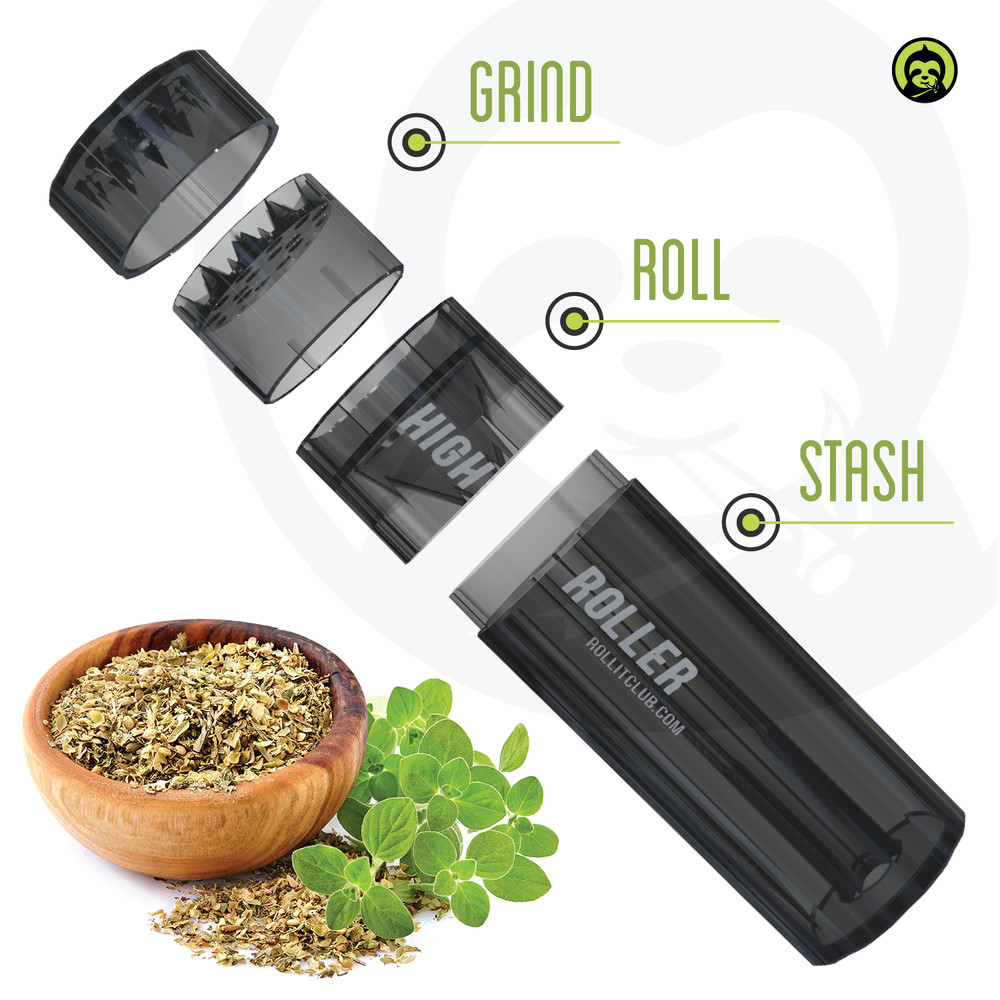 CLEAR HIGHROLLER Herb Grinder & Cone Loader | Portable Pre Roll Cone Filler | SM