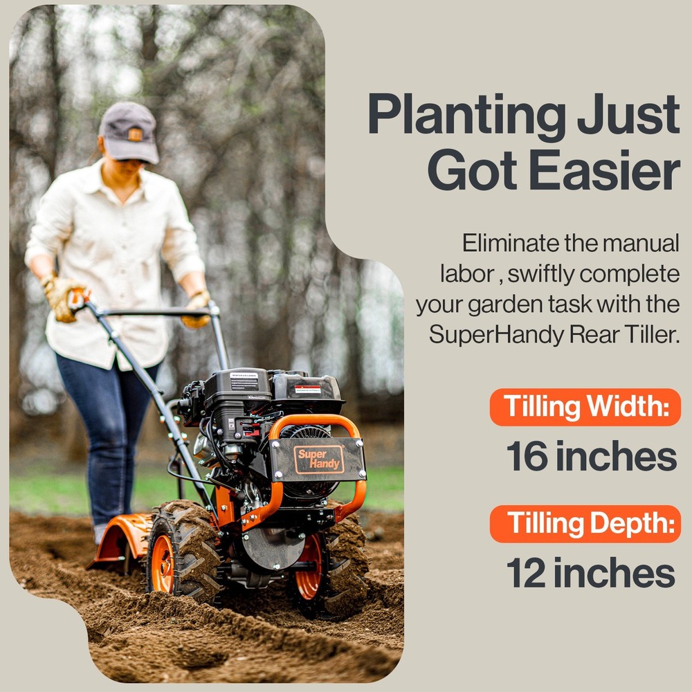 SuperHandy Rear Tine Tiller - Engine
