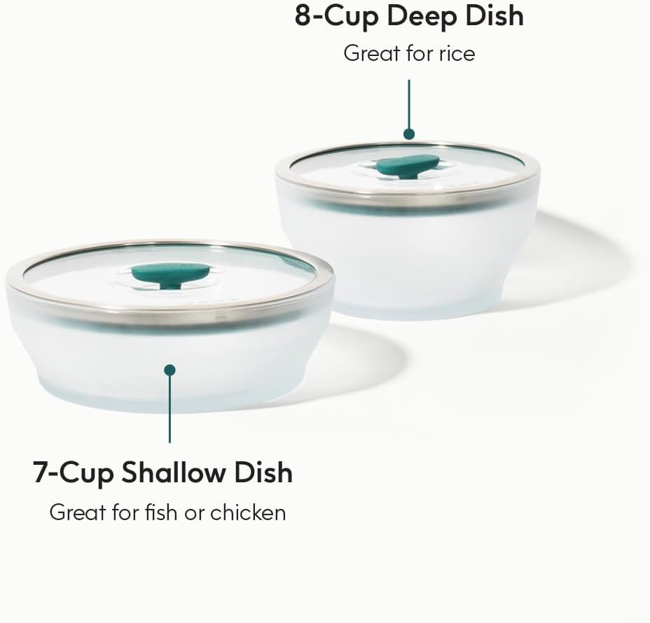 Microwave Cookware & Glass Food Storage Set - 4-Pc Stackable Containers