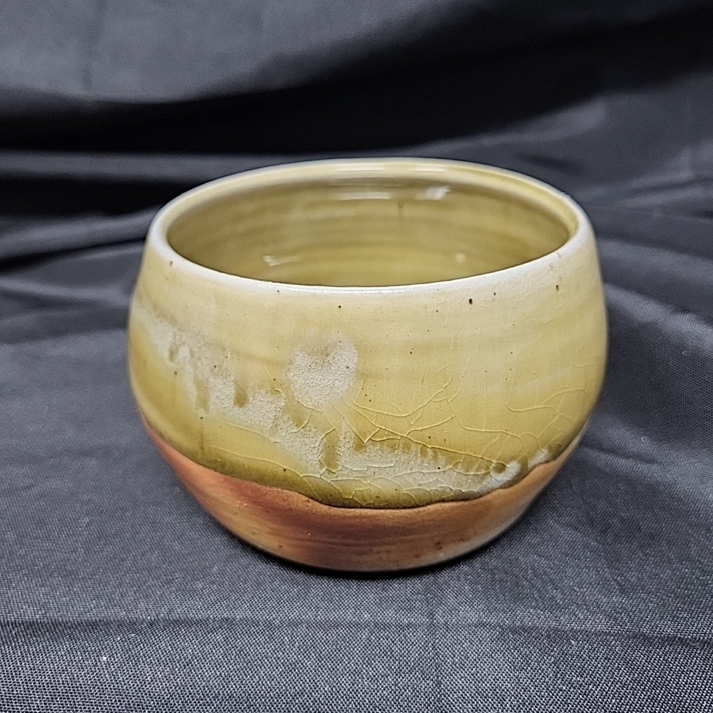 Art Pottery Signed Bowl Planter Green Brown