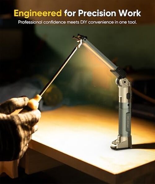 Magnetic Work Light - 4000mAh Rechargeable Work Light with Hook Design, Silver