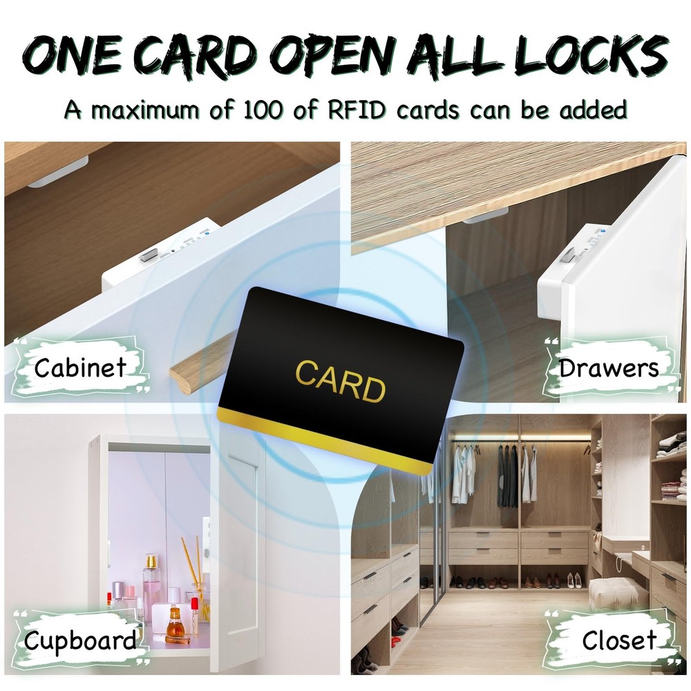 Dhiedas RFID Cabinet Lock, Hidden Digital Electronic Bluetooth White