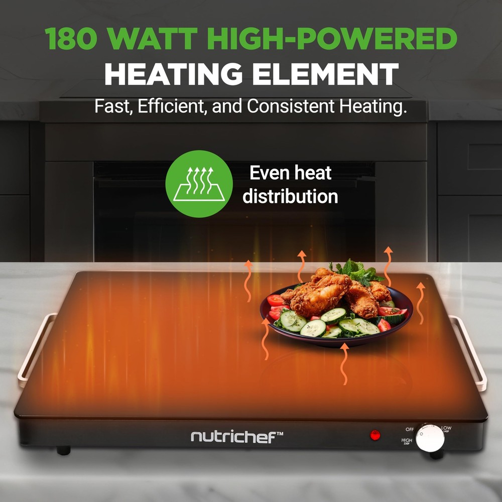 NutriChef Electric Warming Tray - Black
