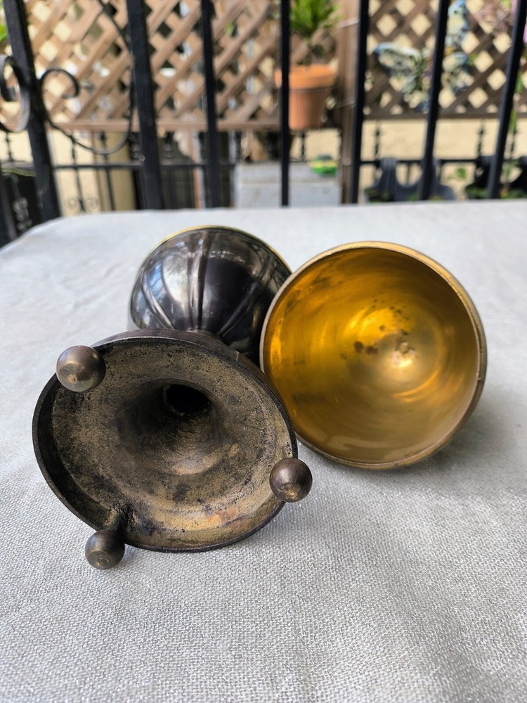 11" Brass and Metal Egg Decor Footed Stand