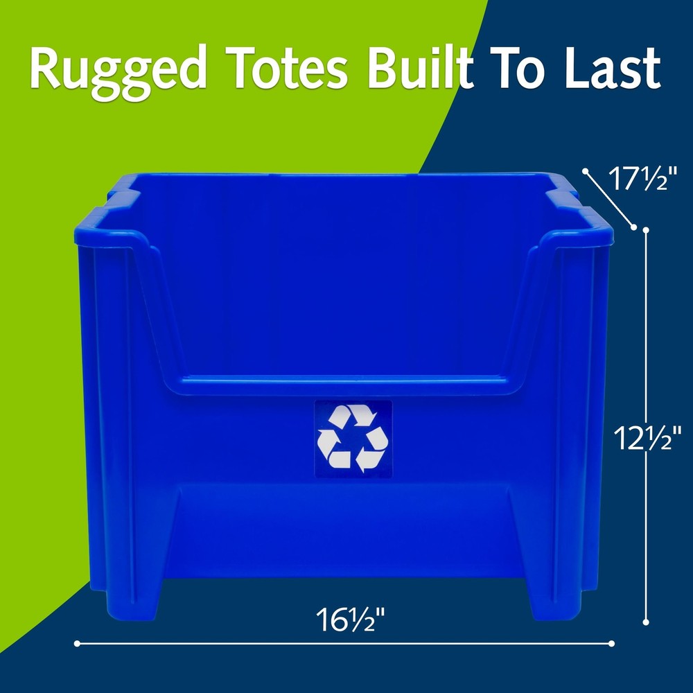 Commercial Industrial Heavy Duty Stackable Open-Front Recycling Bin Box Conta...