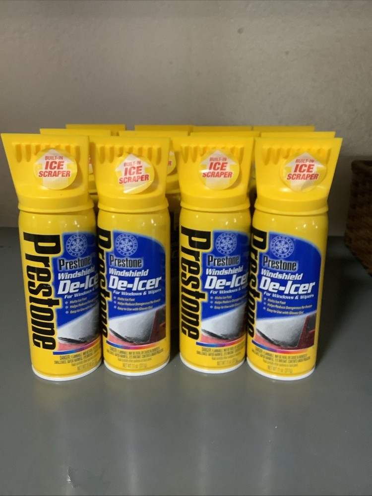 Prestone Windshield De-Icer Aerosol Scraper Top 11 Oz Each (12 PACK)