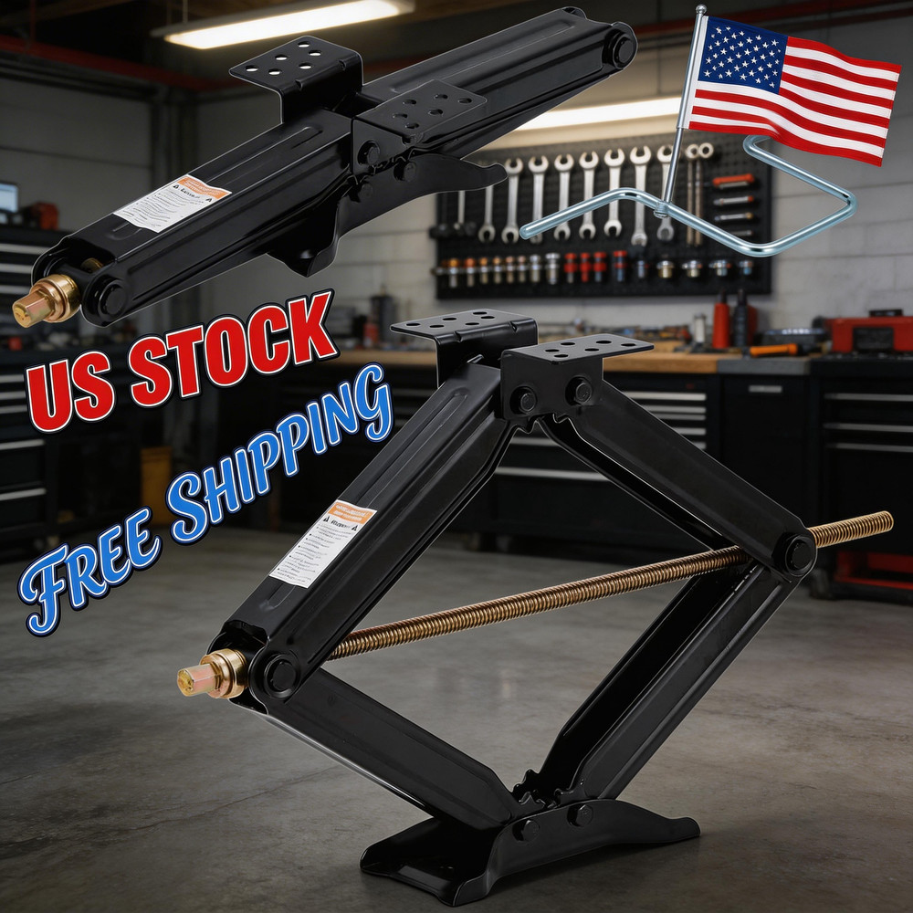24" RV Scissor Jack 7500lb Leveling Stabilizer with Crank Handle Heavy Duty