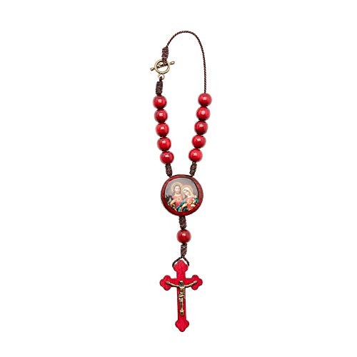 Intercession Car Rearview Mirror Rosary () Sacred Heart - Red