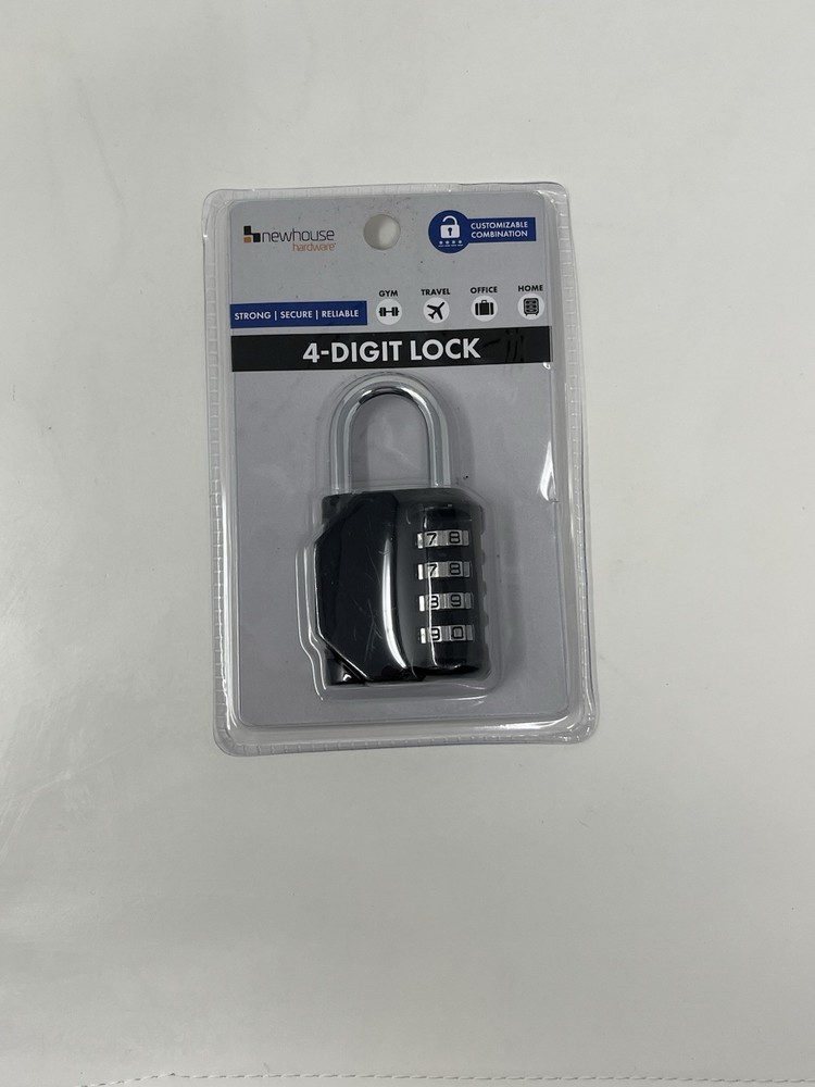 Newhouse Hardware Improved 4-Digit Combination Lock, Black