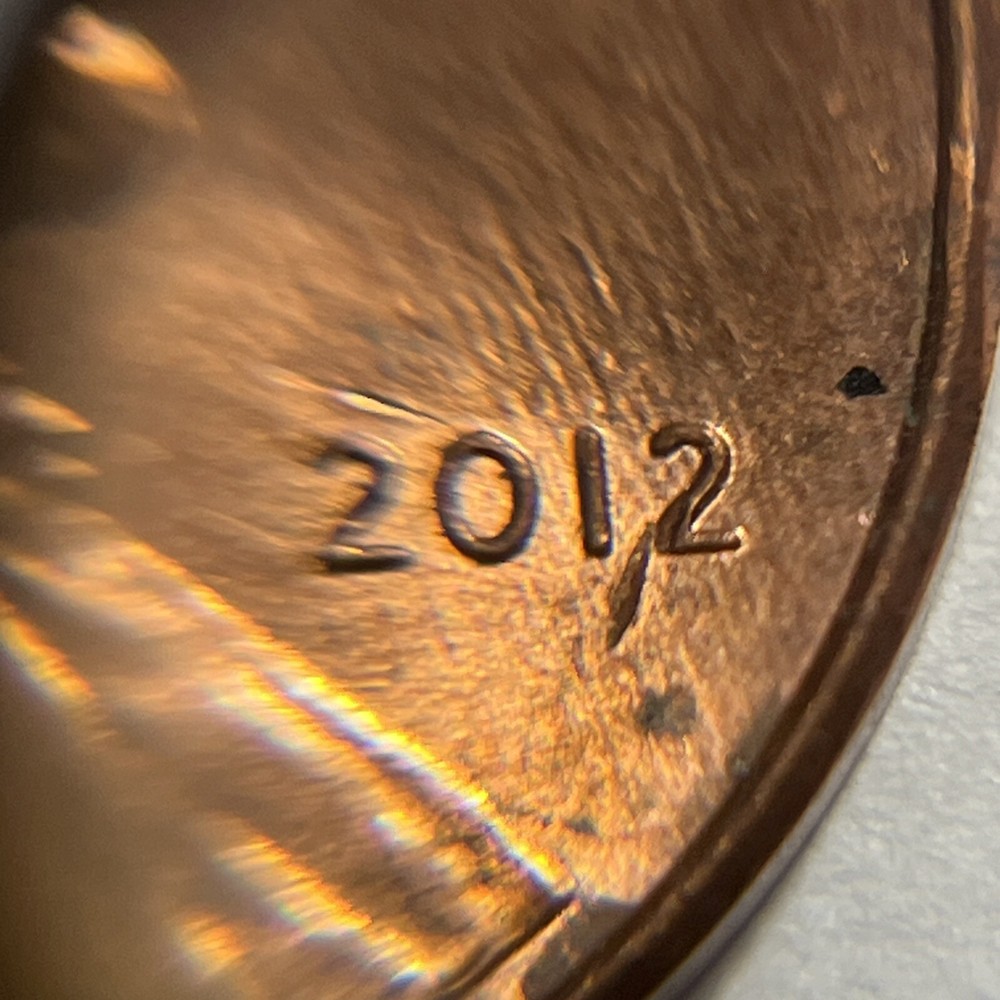 2012 Penny Error Die Crack Between 1 & 2