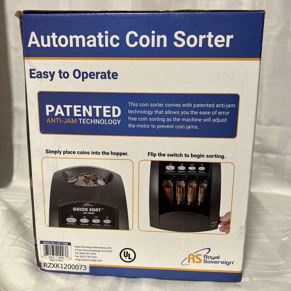 Royal Sovereign Fast Sort CO-1000 Automatic Coin Sorter ; Open Box