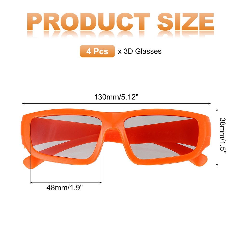 4pcs Polarized 3D Viewing Glasses, Passive Circular 3D Glasses,Orange