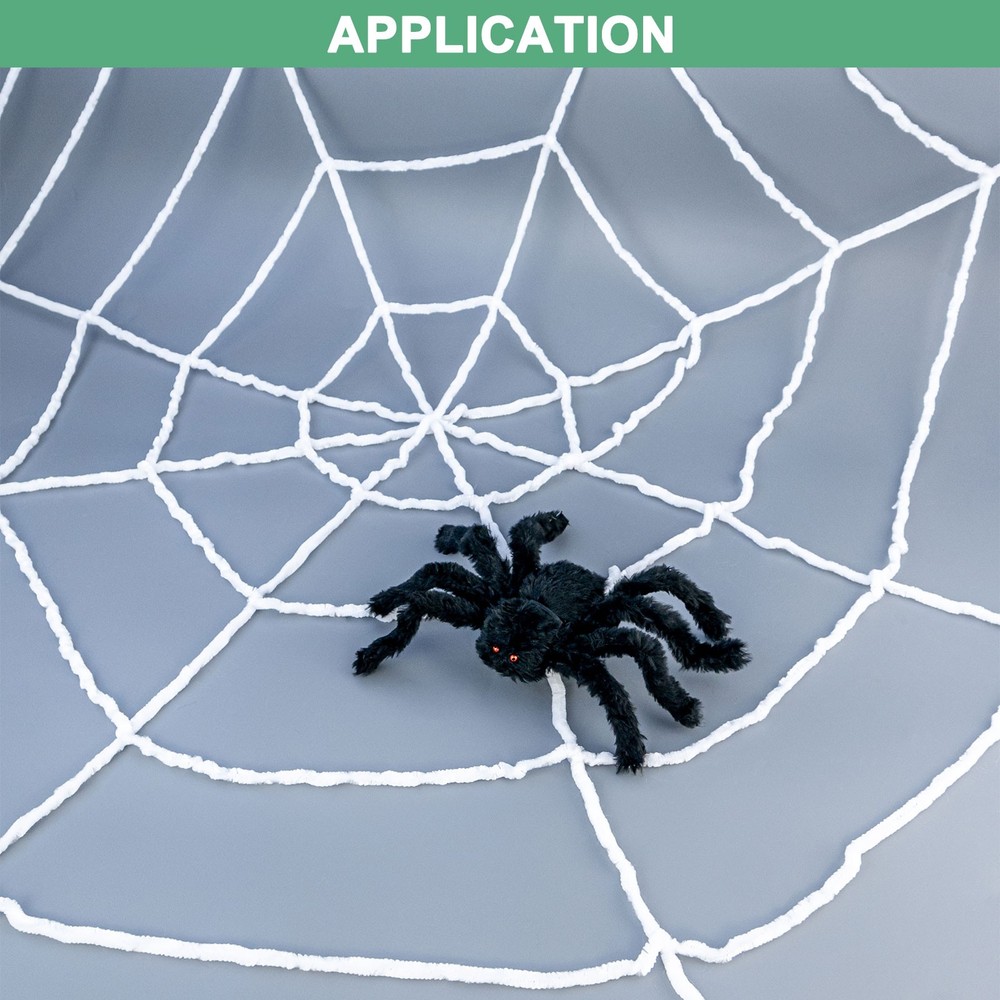 2-Pack Spider Web Decoration, 2.5m White Round Net Cobweb for Halloween Decor