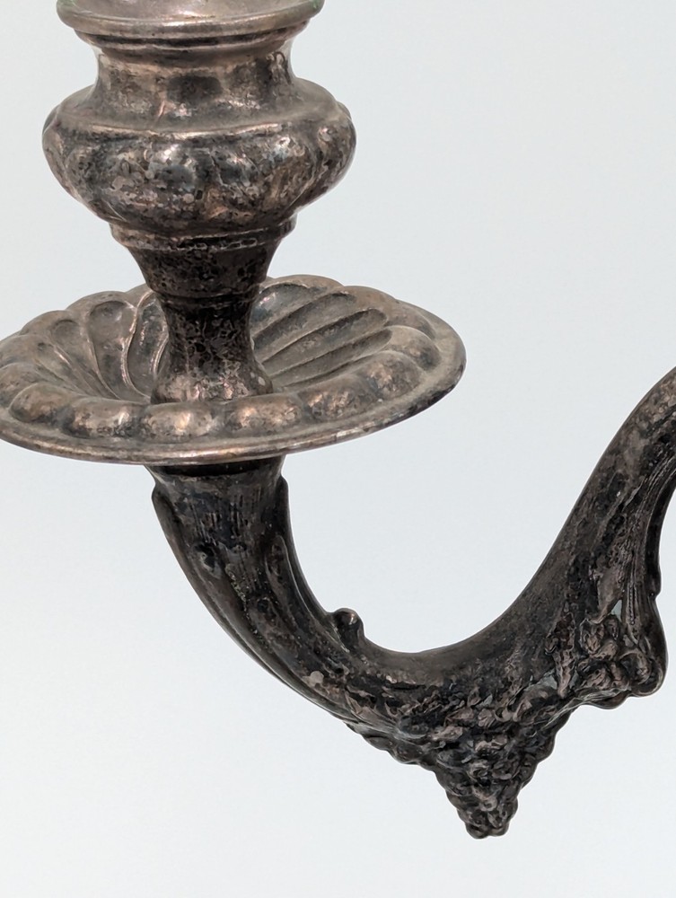 Silver Candelabra Large 5 Candle Floral Pattern