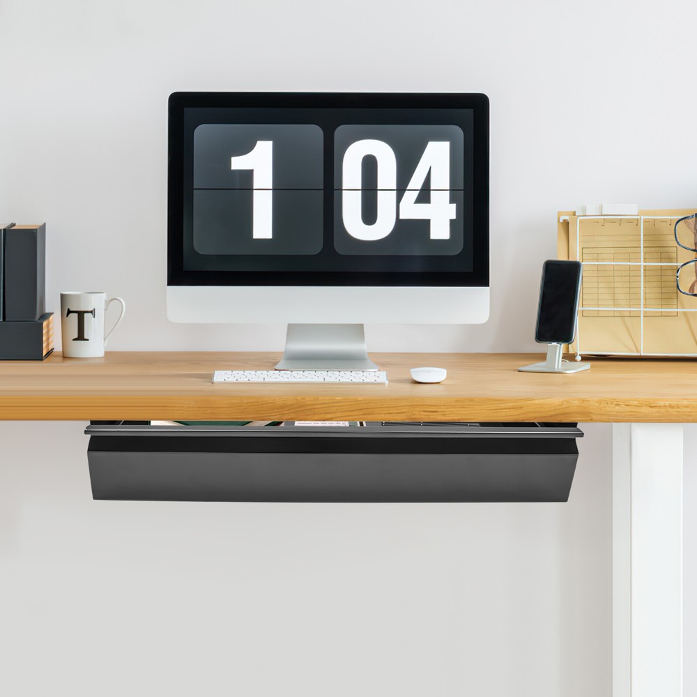 Black Sliding Pull-out Drawer Under Table Mounted Drawer Storage Box Organizer