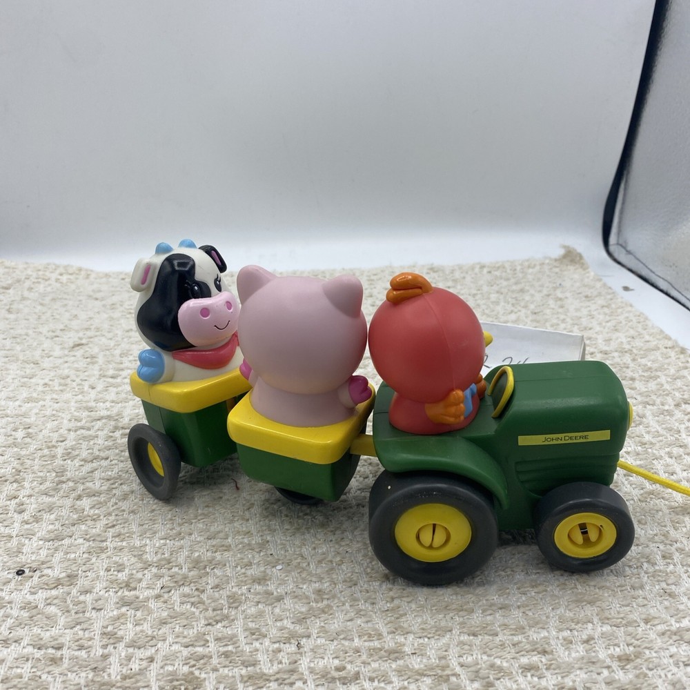 2006 Learning Curve Baby John Deere Pull Along Tractor Farm Animals