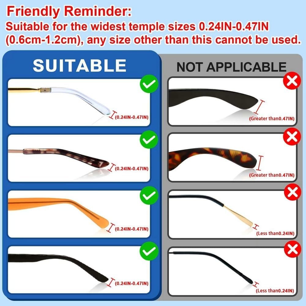 Silicone Eyeglass Retainers - 20-Pair Set with Storage Box for Active Lifestyles