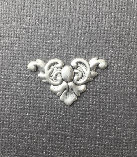 23444 2 Pc. Matte Silver Oxidized Victorian Corner Brass Finding