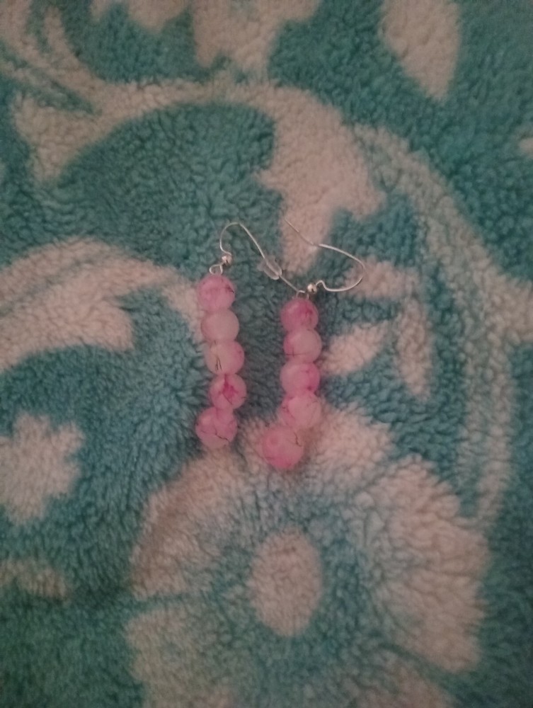 Handmade Pink Glass Dangling Earrings