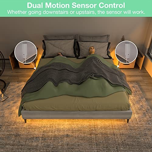 Dual Motion Sensor Under Bed Lights,Rechargeable 16.4ft White Warm White