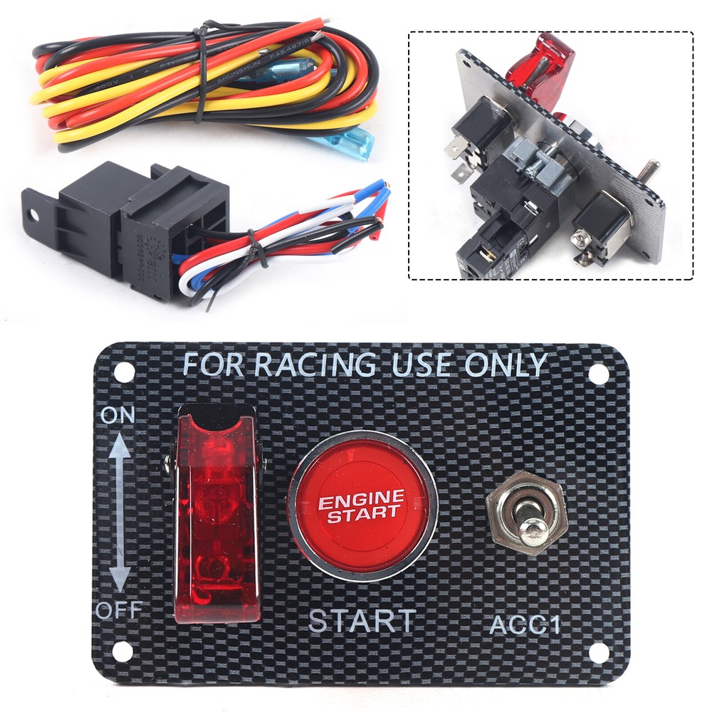 3-stage Ignition Accessory Engine Start Push Button Switch Panel 12V Race Car US