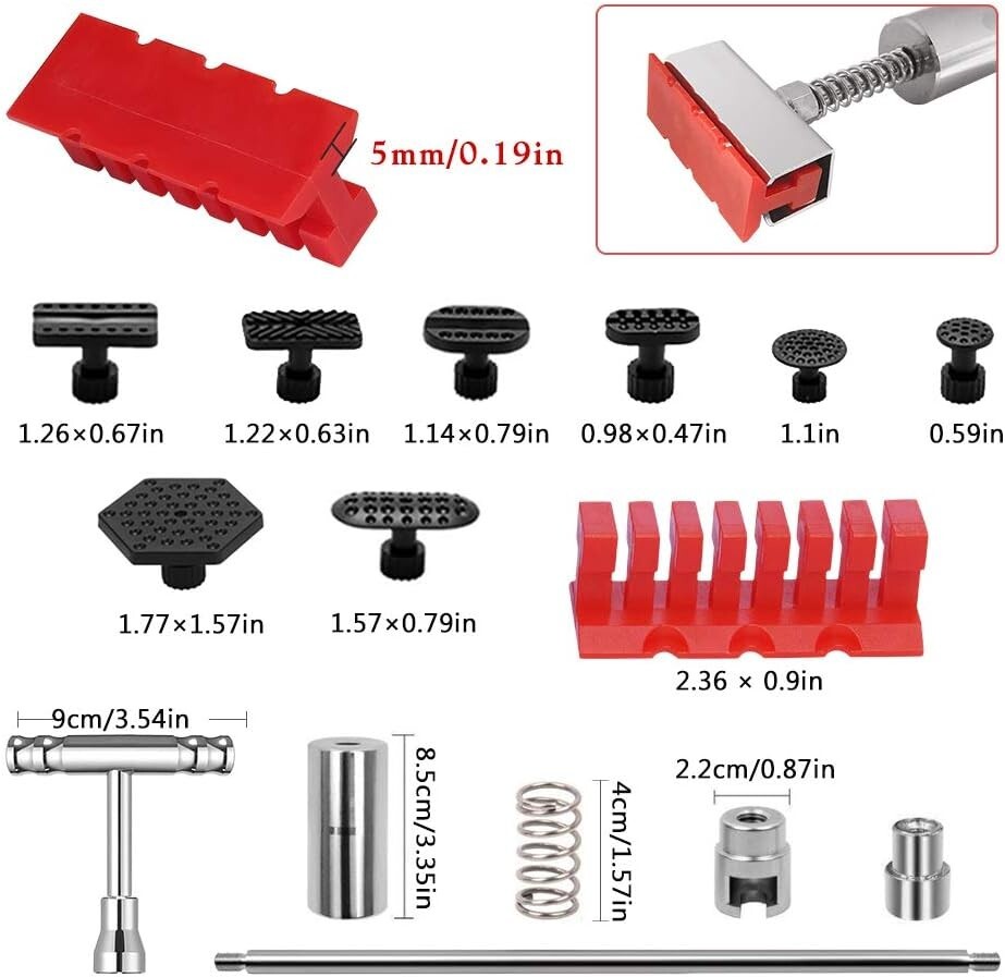 Ergonomic T-Bar Dent Puller Kit for Paintless Car Dent Removal - DIY Solution