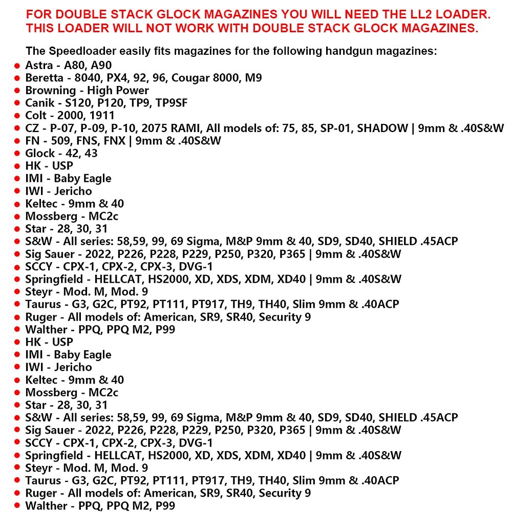 Aecktech Universal Magazine Loader for Double Stack 9mm & .40 S&W|for Black