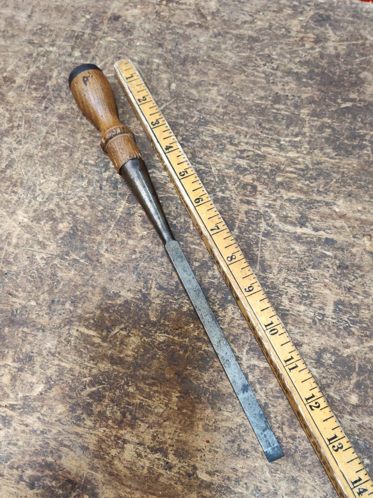 Early Ohio Tool 3/8" Socket Chisel Sq Edge Timber Frame Shipwright Timberframe