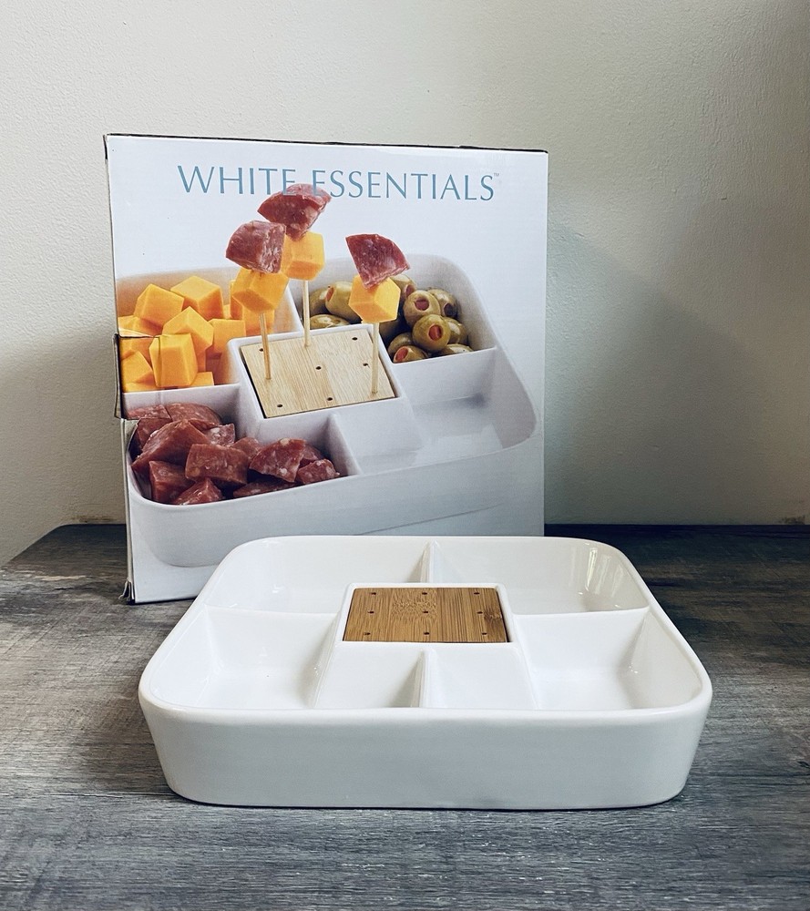 White Essentials Sectioned White Stoneware Server Serving Essential