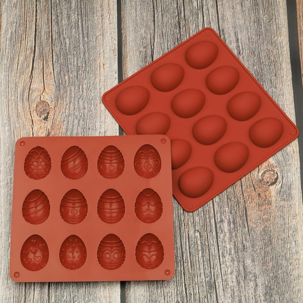 Easter Egg Chocolate Molds 3pcs Silicone Easter Candy Molds 12 Design Egg Candy