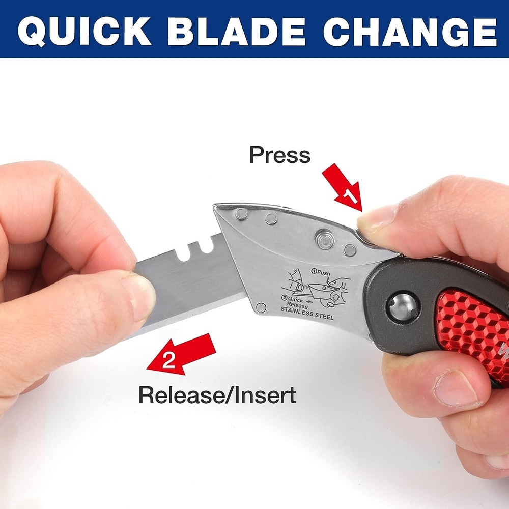 WORKPRO Folding Utility Knife Set Quick Change Blade with 10-piece Extra Blades