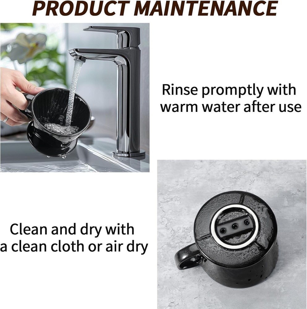 Ceramic Pour Over Coffee Maker Dripper with 3 Holes Flat Bottom