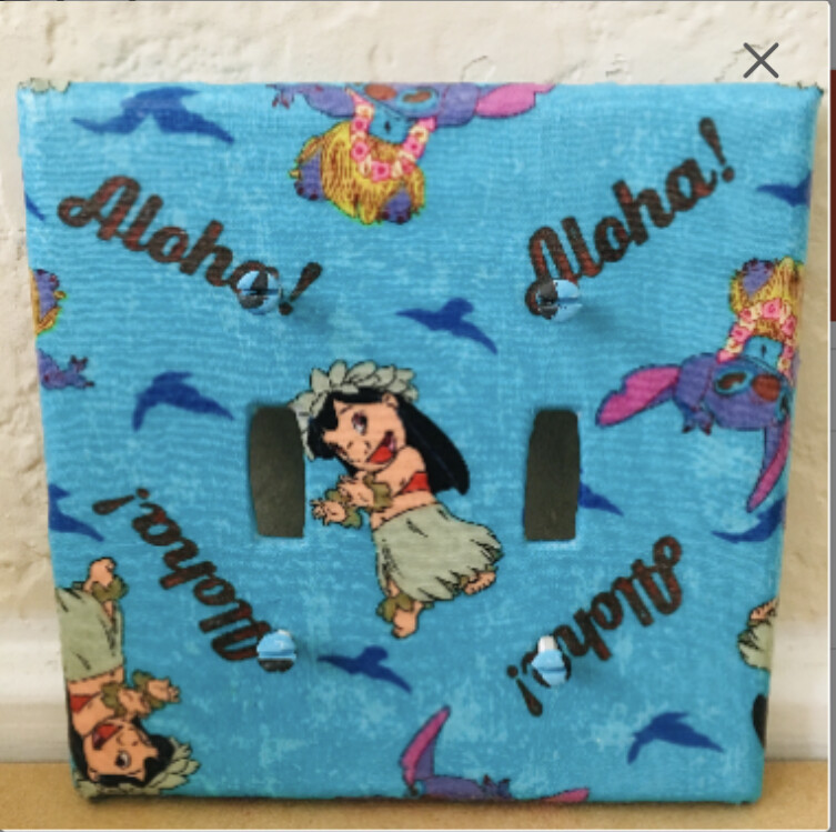Assorted Lilo & Stitch Hawaiian Handmade Fabric Switch Plate Covers Set.